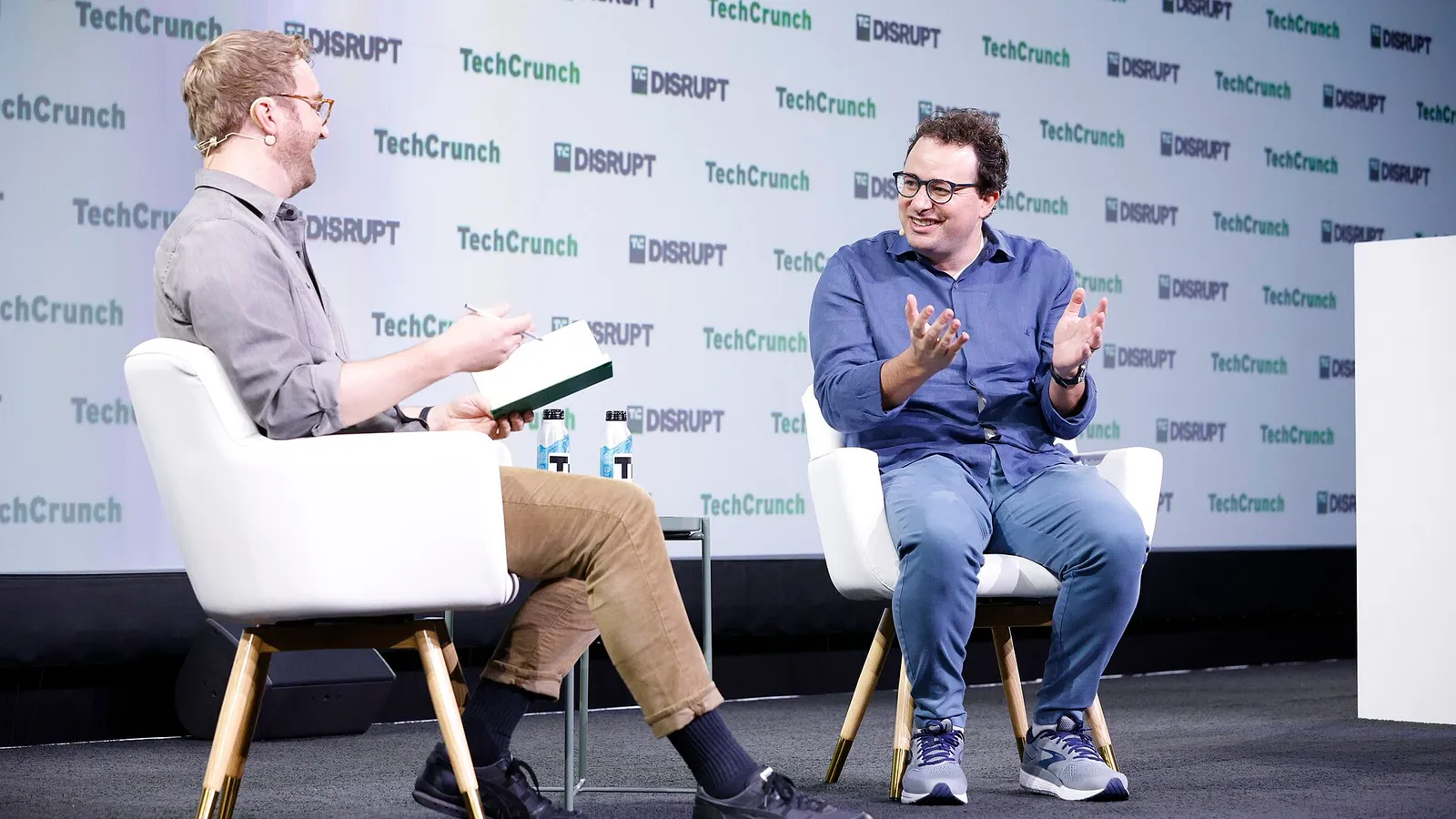 Anthropic chief executive Dario Amodei speaks on stage at a technology conference