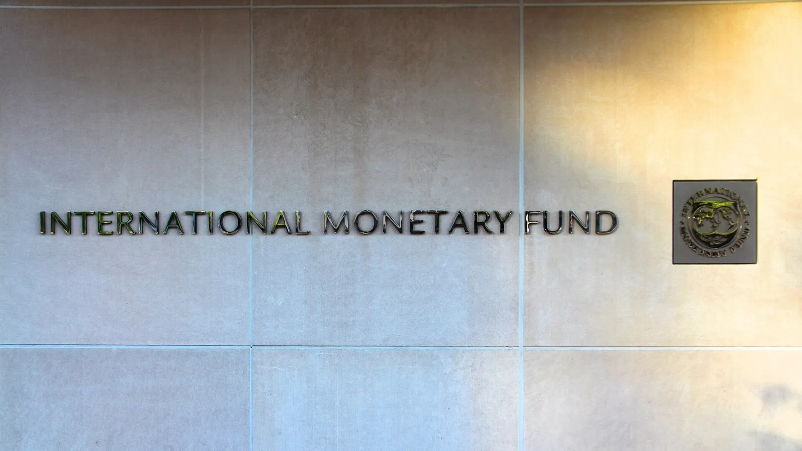 The International Monetary Fund sign on its headquarters in Washington