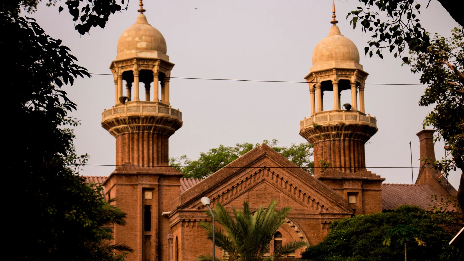 The red-brick domes and towers of the Lahore High Court building
