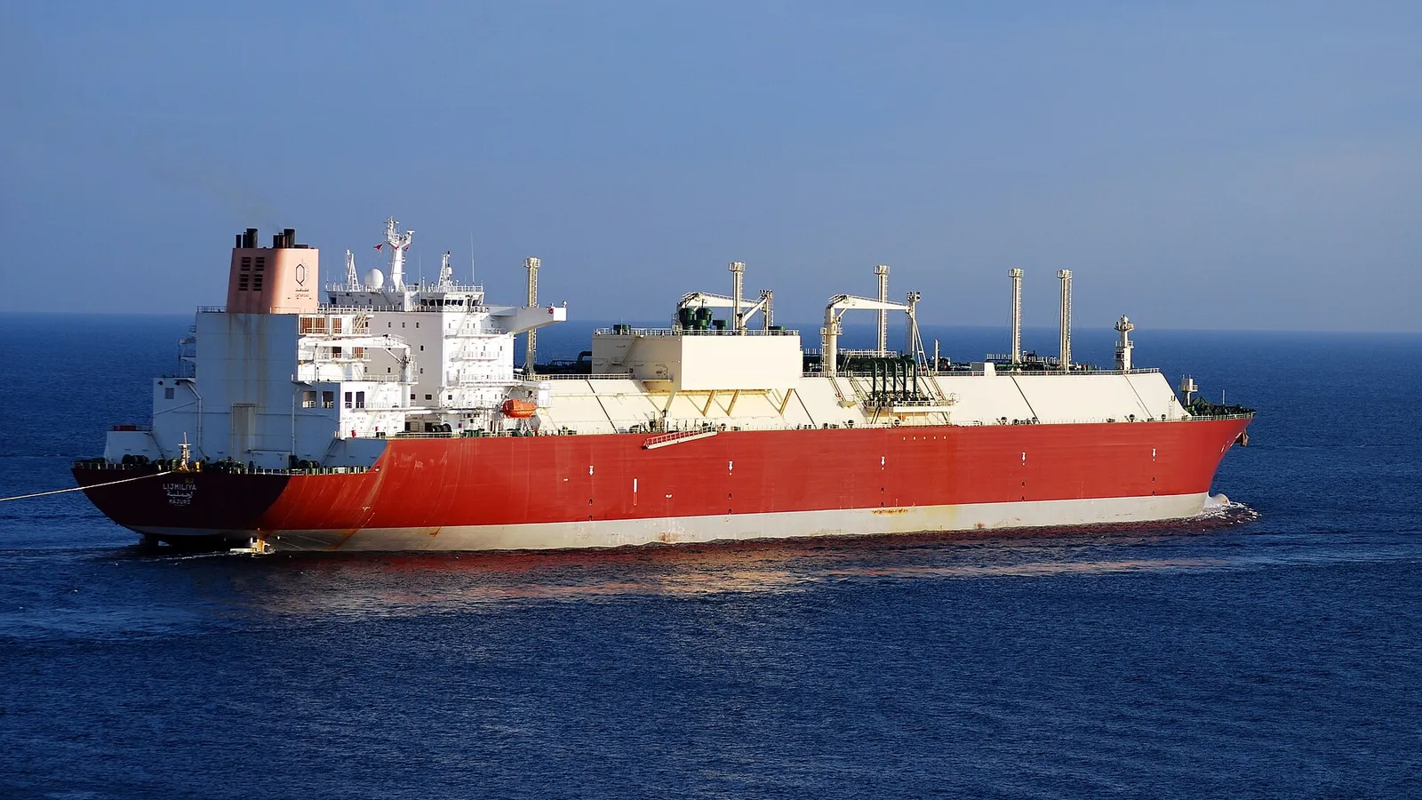 A Qatari LNG carrier sailing at sea