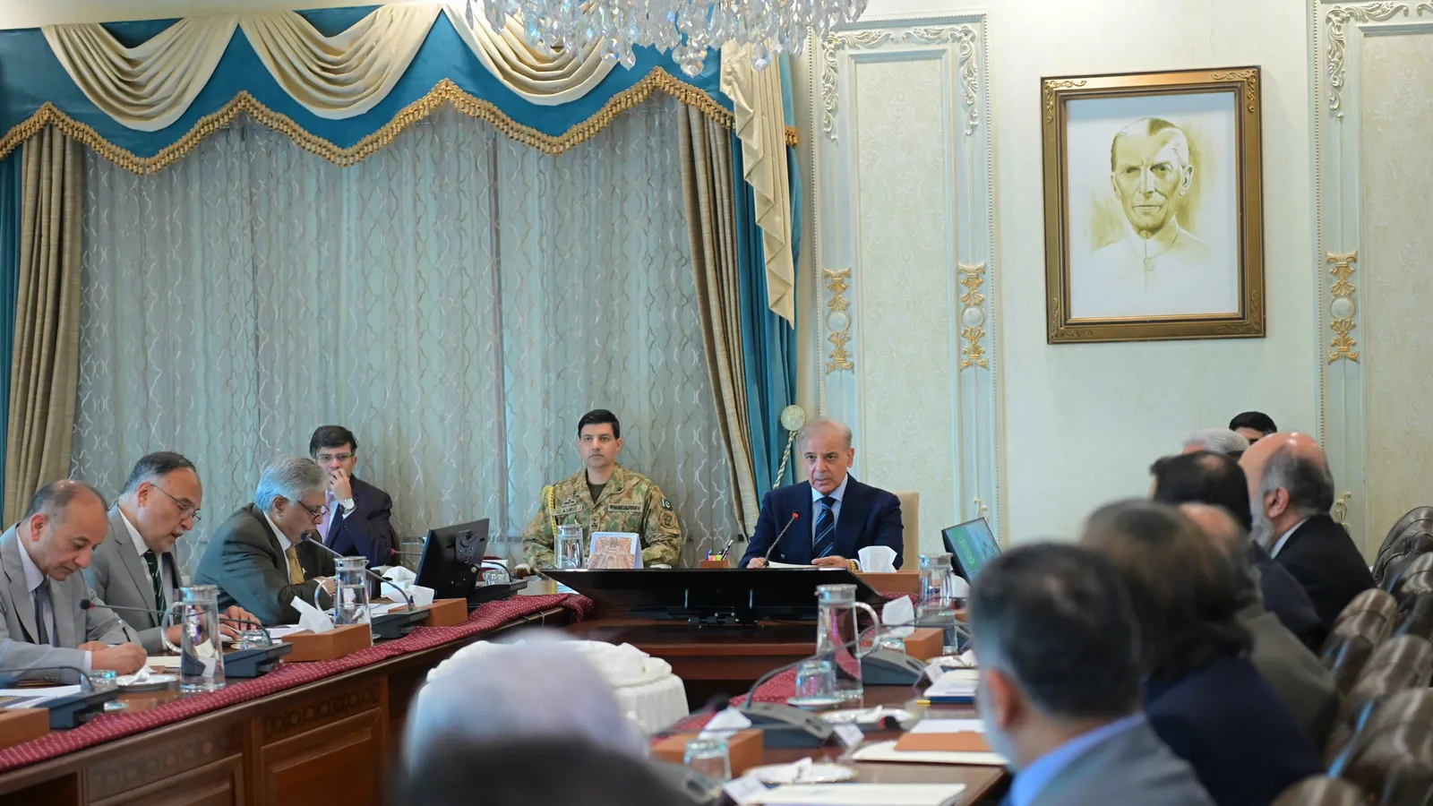 Prime Minister Shehbaz Sharif chairs the National Agricultural and Food Security Council meeting with ministers and officials