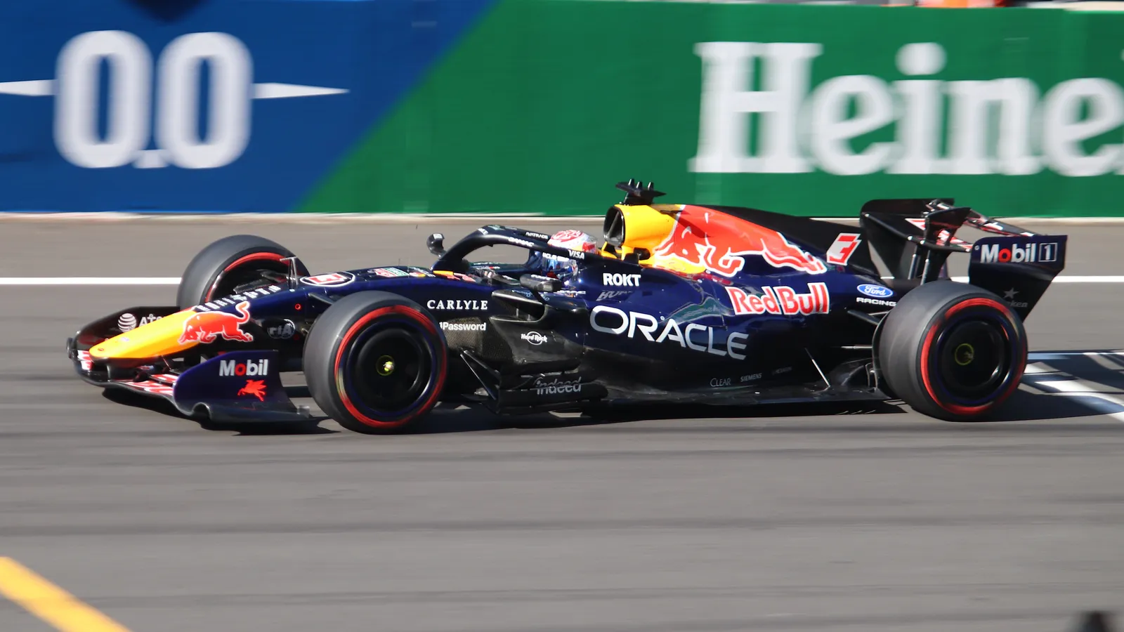 Max Verstappen driving his Red Bull Formula One car